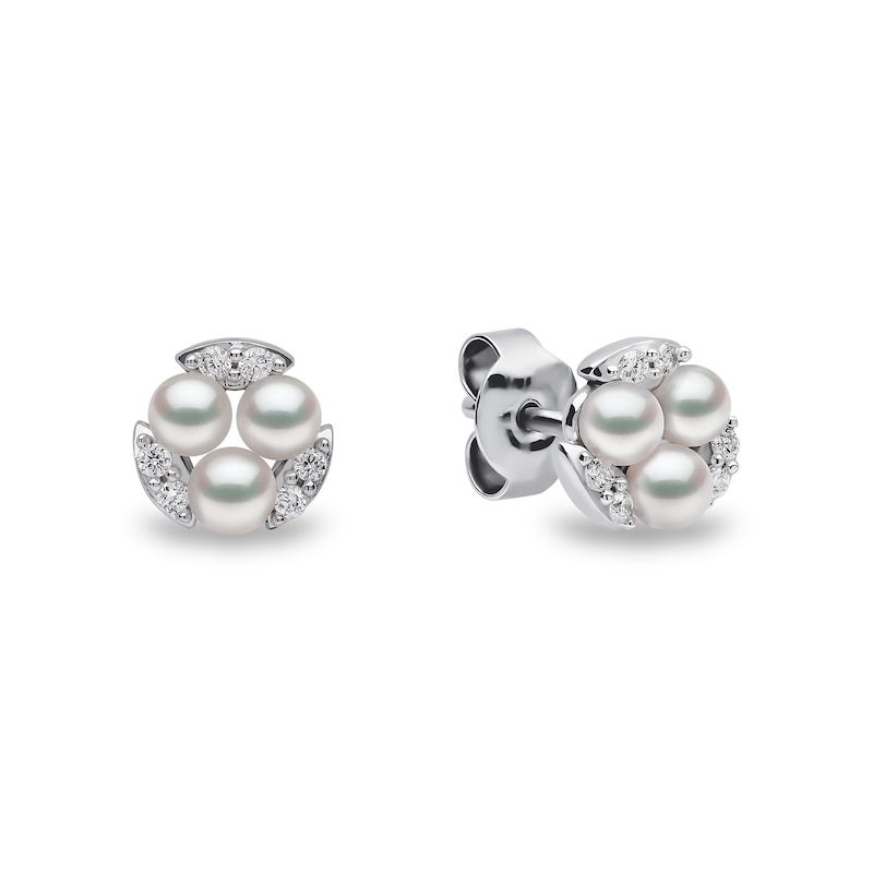 Main Image 3 of Yoko London 18ct White Gold Pearl & Diamond Earrings