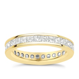 18ct Yellow Gold 2ct Diamond Princess Cut & Channel Set Full Eternity Ring