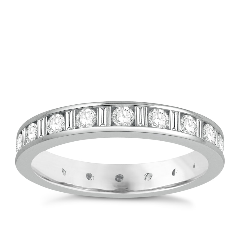 Main Image 1 of 18ct White Gold 1ct Diamond Full Eternity Ring.