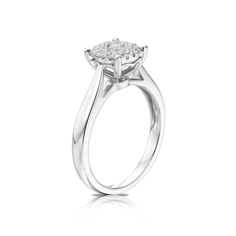 18ct White Gold 0.25ct Total Diamond Cluster Ring