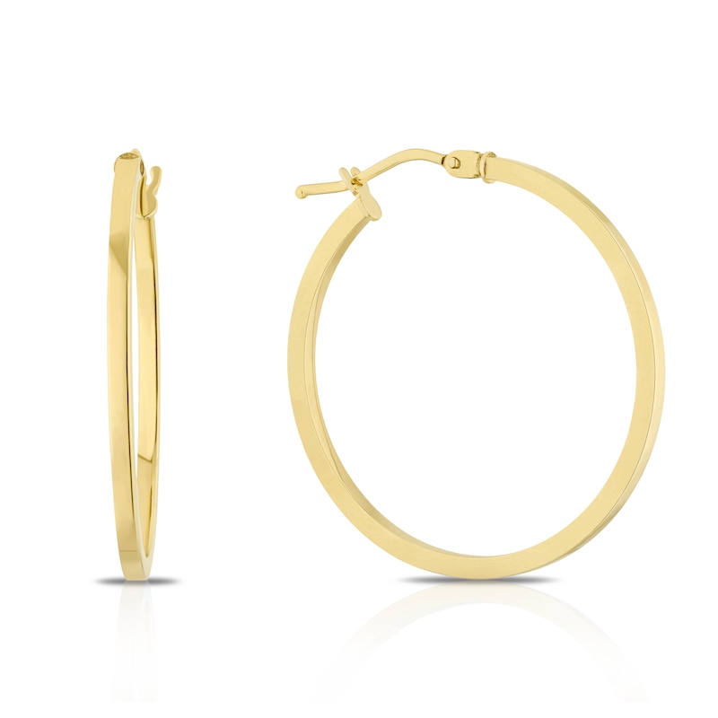 9ct Yellow Gold 25mm Square Tube Hoop Earrings | Ernest Jones