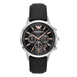 Emporio Armani Men’s Black Leather Strap Watch
