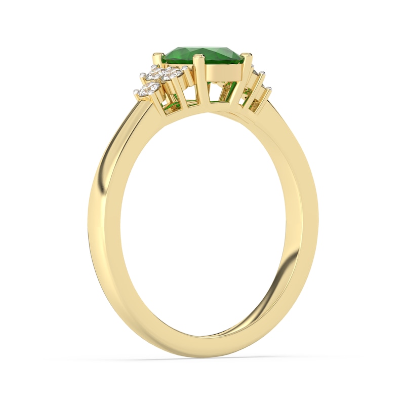 Main Image 2 of 18ct Yellow Gold Emerald & 0.16ct Diamond Ring