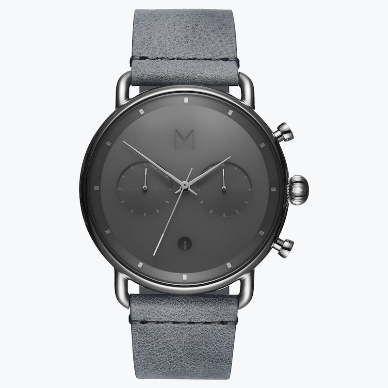 Main Image 1 of MVMT Blacktop Men's Grey Leather Strap Watch