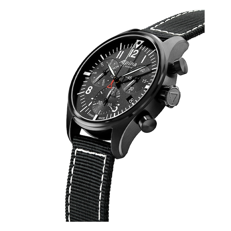 Main Image 2 of Alpina Startimer Pilot Men's Black Fabric Strap Watch