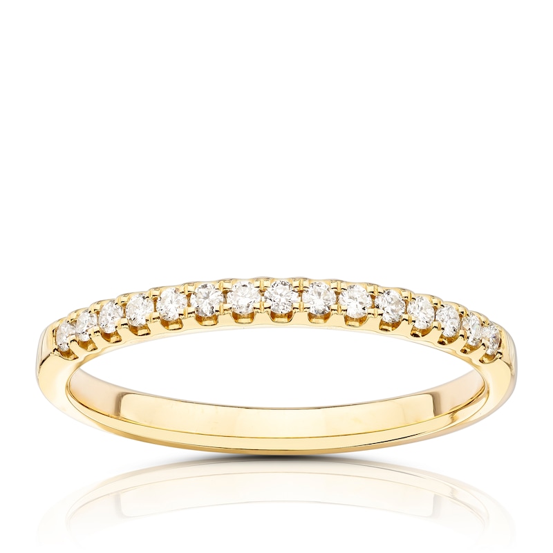 14ct Yellow Gold 0.15ct Diamond Claw Set Eternity Ring