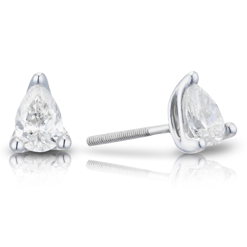 Main Image 1 of 18ct White Gold 0.50ct Diamond Pear Solitaire Earrings