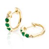 Thumbnail Image 0 of 9ct Yellow Gold Diamond & Emerald Hoop Earrings