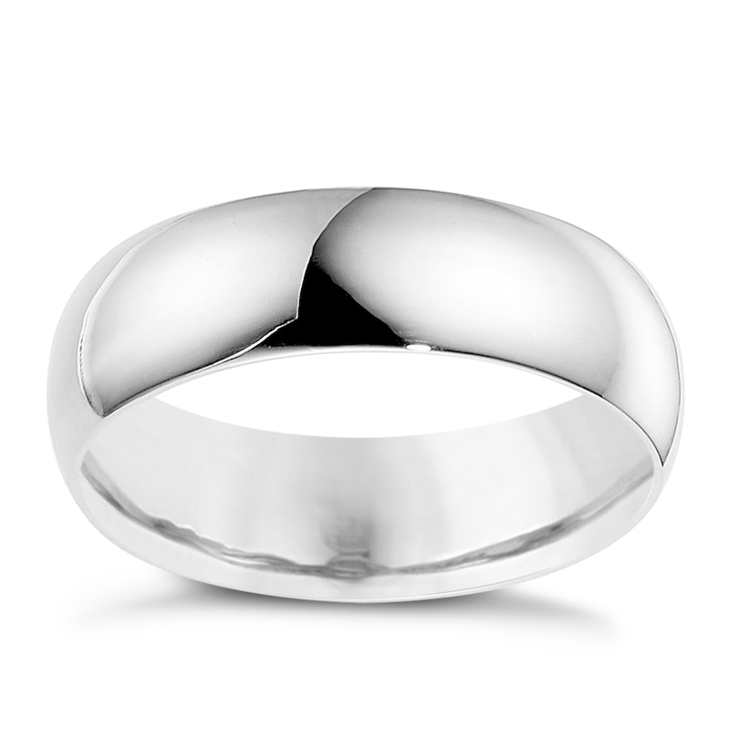 14ct White Gold Extra Heavyweight D Shape Wedding Ring 6mm
