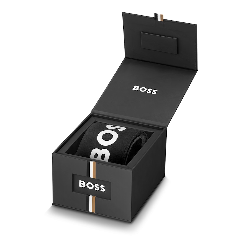 BOSS Elite Men's Black Leather Strap Watch