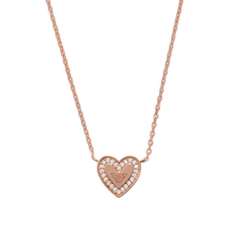 Main Image 2 of Emporio Armani Rose Gold Plated Silver CZ Heart Necklace