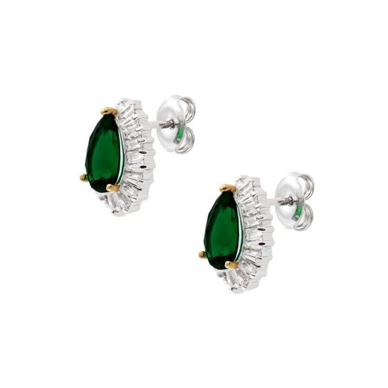CARAT* LONDON Eleanor Silver Green Stone Stud Earrings