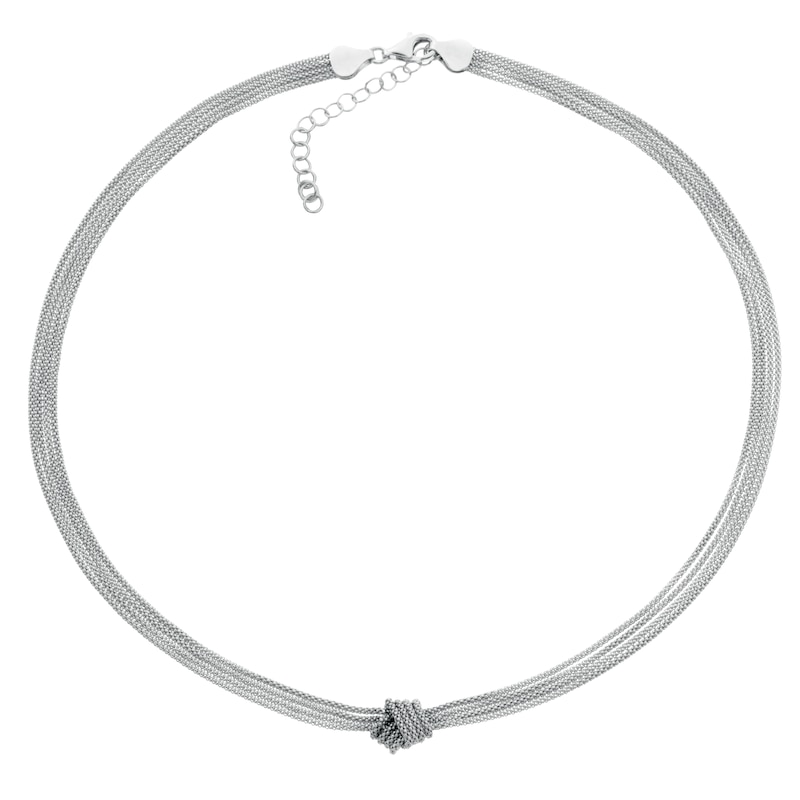 Sterling Silver 18 Inch Multi Strand Knot Necklace