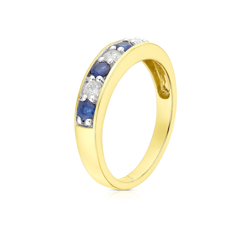 18ct Gold Sapphire & 0.20ct Diamond Half-Eternity Ring | Ernest Jones
