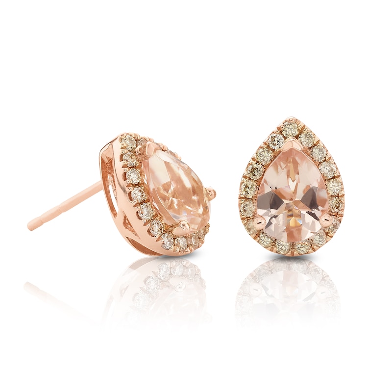 Main Image 1 of Le Vian 14ct Rose Gold 0.23ct Diamond & Morganite Earrings