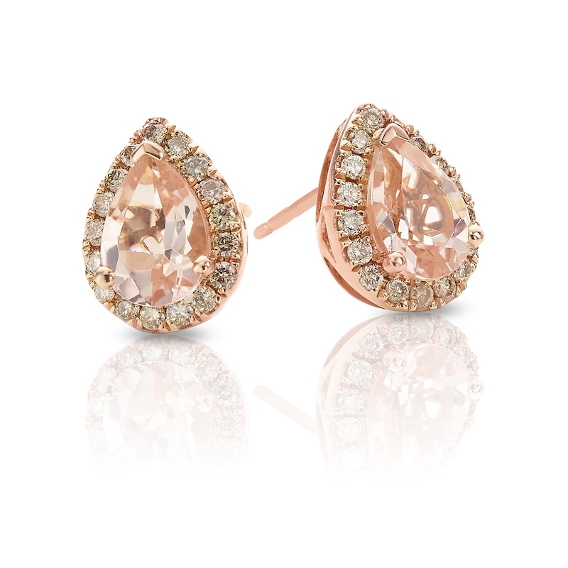 Main Image 2 of Le Vian 14ct Rose Gold 0.23ct Diamond & Morganite Earrings