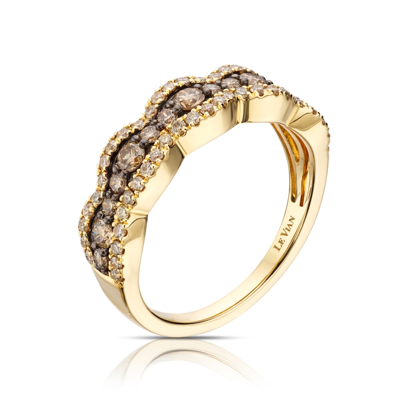 Le Vian 14ct Yellow Gold 0.80ct Total Diamond Wave Ring