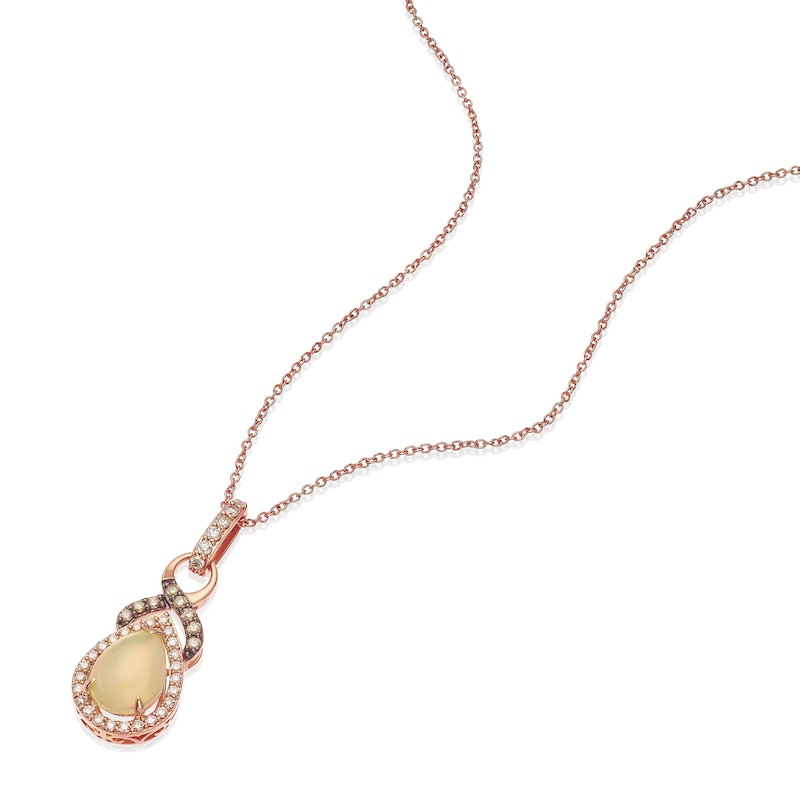 Main Image 2 of 14ct Rose Gold 0.29ct Chocolate Diamond & Opal Pendant