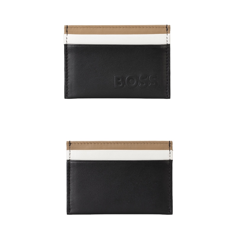 BOSS Men's Grained Leather Signature Stripe Card Holder