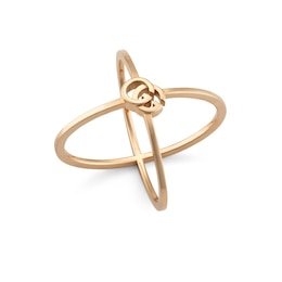 Gucci GG Running 18ct Rose Gold Criss Cross Ring (Size N-O)