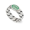 Thumbnail Image 0 of Gucci Interlocking Sterling Silver & Green Enamel Ring Sizes Q