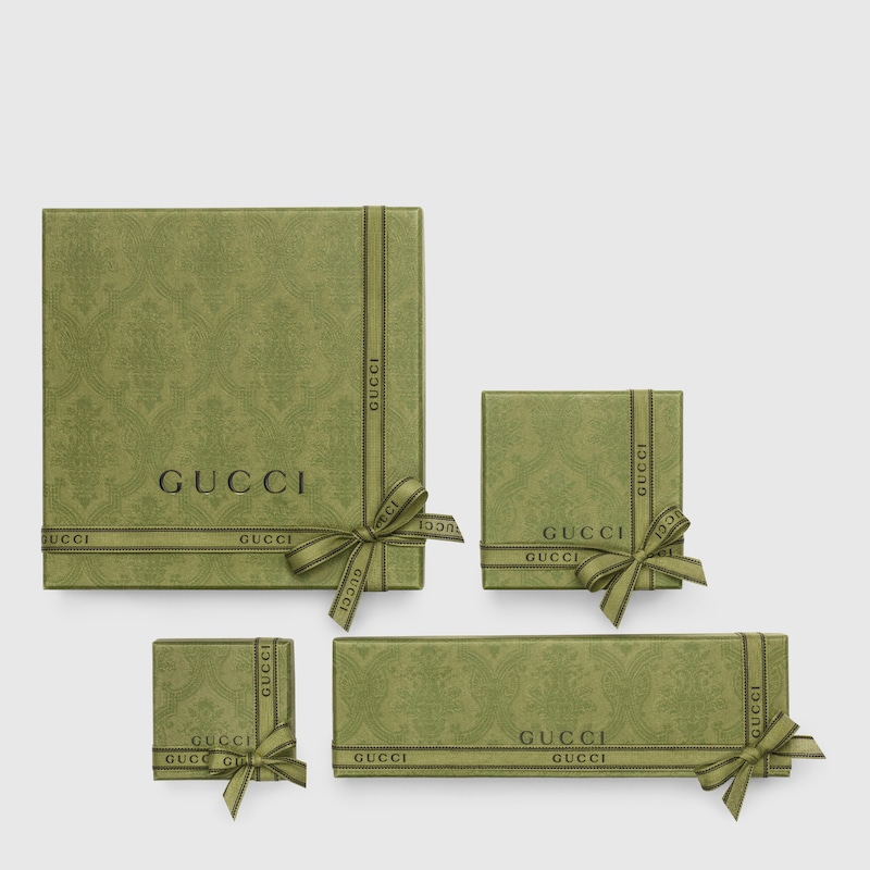 Gucci Interlocking Sterling Silver & Green Enamel Ring Sizes Q