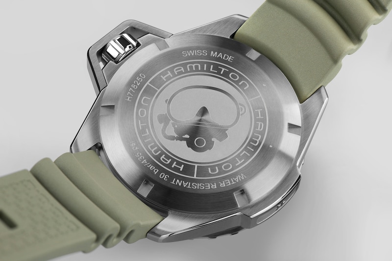 Hamilton Khaki Navy Frogman Men's Green Rubber Strap Watch