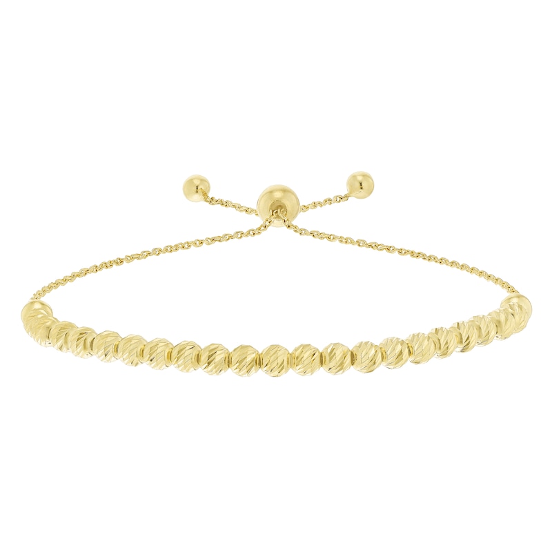 9ct Yellow Gold Large Bead Adjustable Bracelet | Ernest Jones