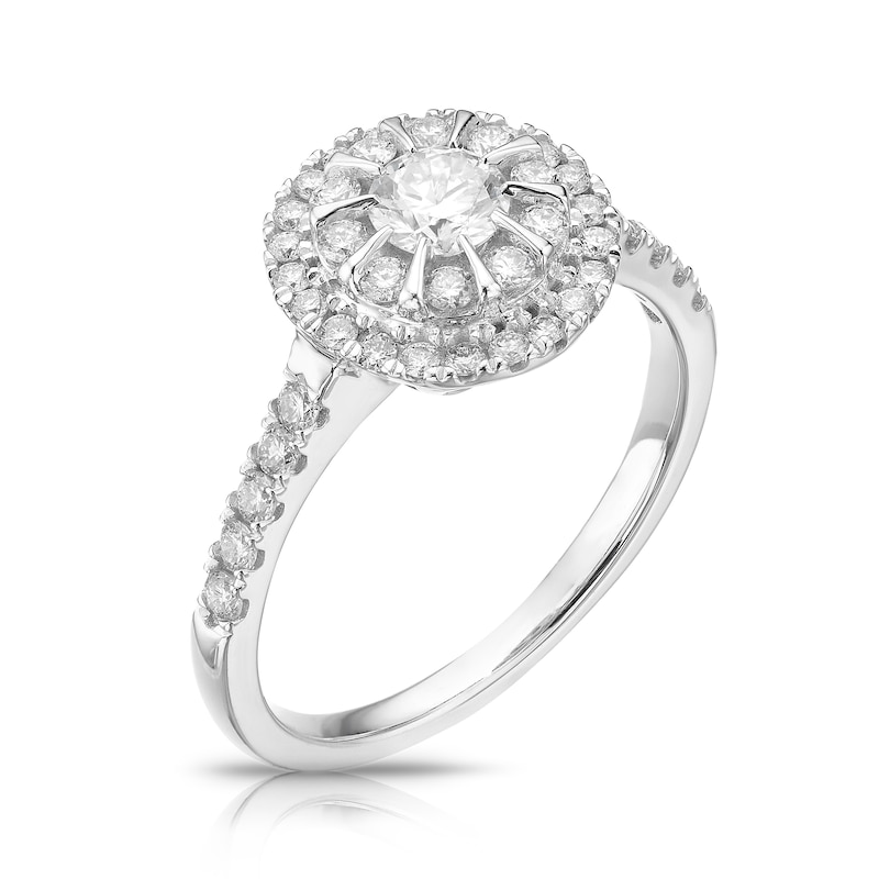 9ct White Gold 0.75ct Total Diamond Round Cluster Ring