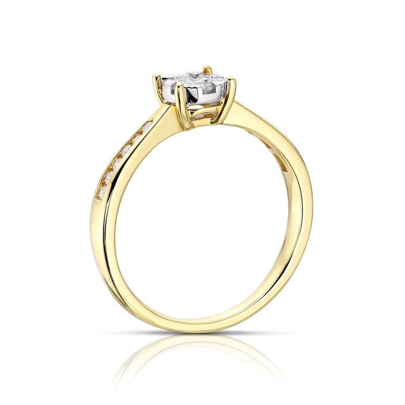9ct Yellow Gold 0.25ct Diamond Cluster Ring
