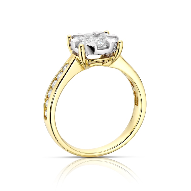 9ct Yellow Gold 1ct Diamond Cluster Ring