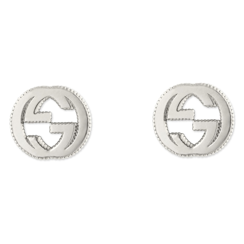 Main Image 1 of Gucci Interlocking Sterling Silver Interlocking GG Motif Stud Earrings