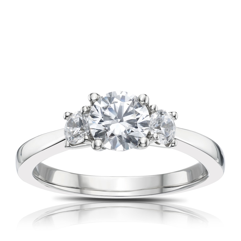 Main Image 1 of Platinum 1ct Total Diamond Graduated Trilogy Ring