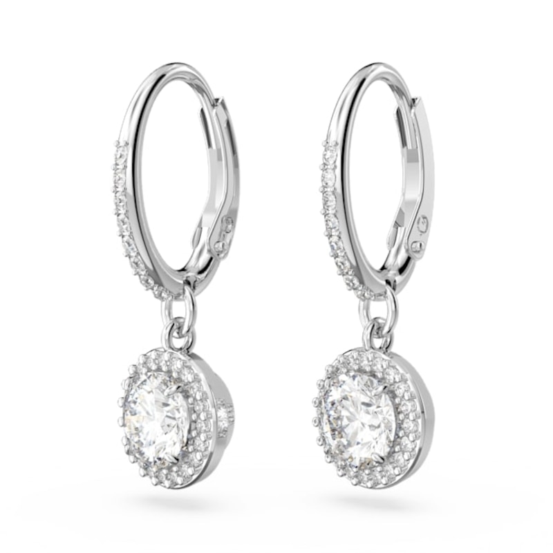 Main Image 2 of Swarovski Constella Rhodium Plated Halo Drop Earrings