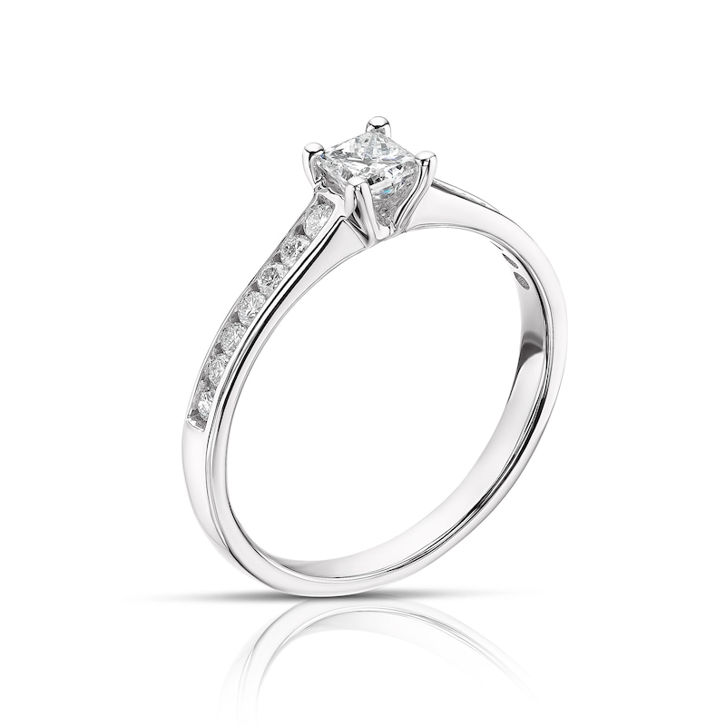 9ct White Gold 0.50ct Total Princess Cut Solitaire Ring