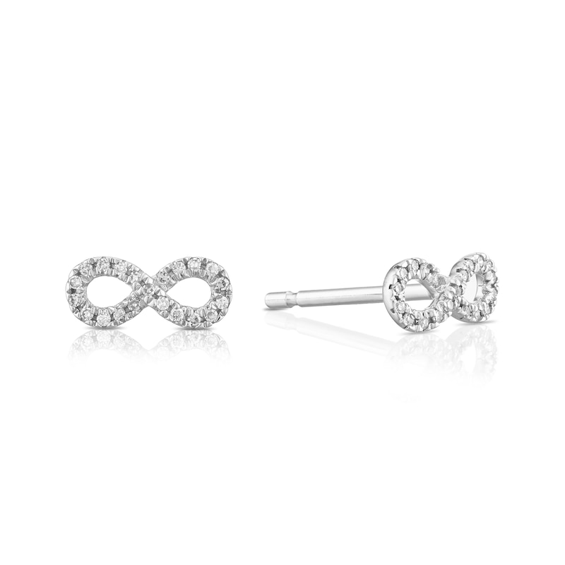 Main Image 1 of 9ct White Gold Total Diamond Infinity Stud Earrings