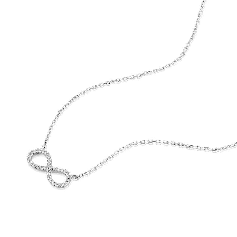 9ct White Gold Diamond Infinity Necklace