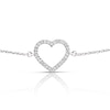 Thumbnail Image 1 of 9ct White Gold 7 Inch Diamond Pavé Heart Bracelet