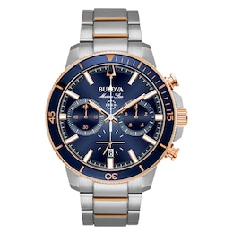 Bulova Men's Marine Star Blue & Rose Gold Tone Watch