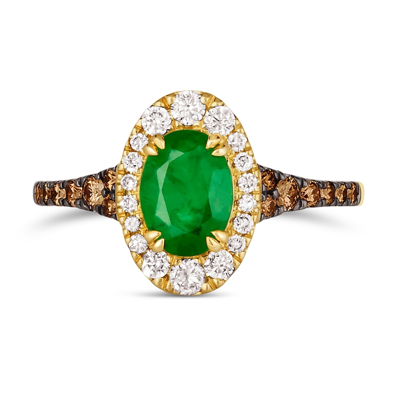 Main Image 2 of Le Vian 14ct Yellow Gold Emerald 0.45ct Diamond Ring