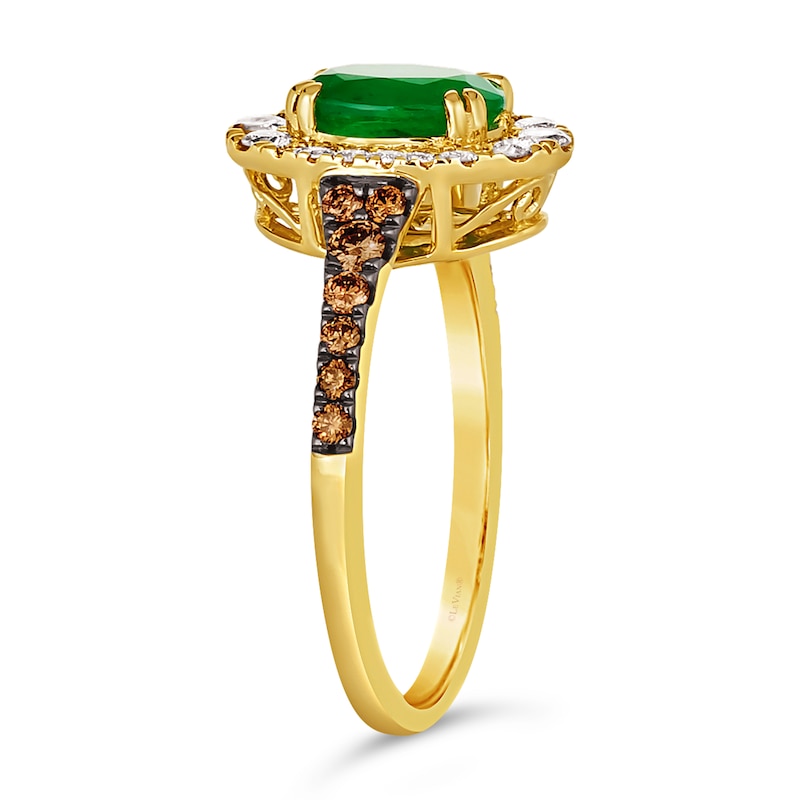 Main Image 4 of Le Vian 14ct Yellow Gold Emerald 0.45ct Diamond Ring