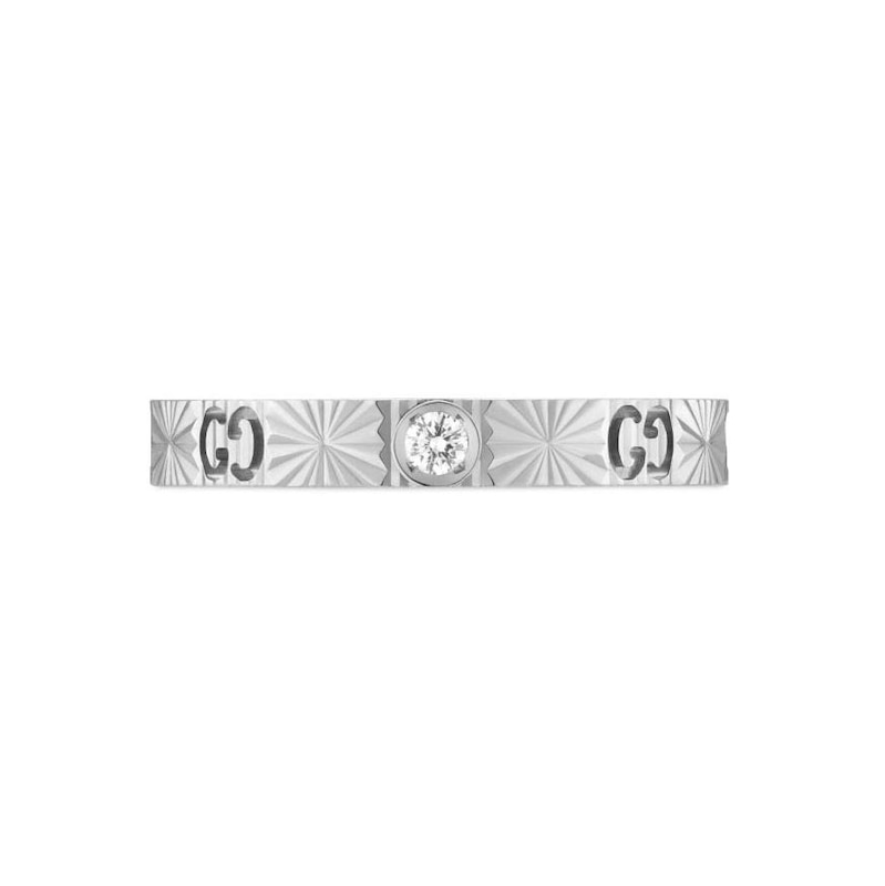 Gucci 18ct White Gold Icon Diamond Ring (Sizes P-Q)