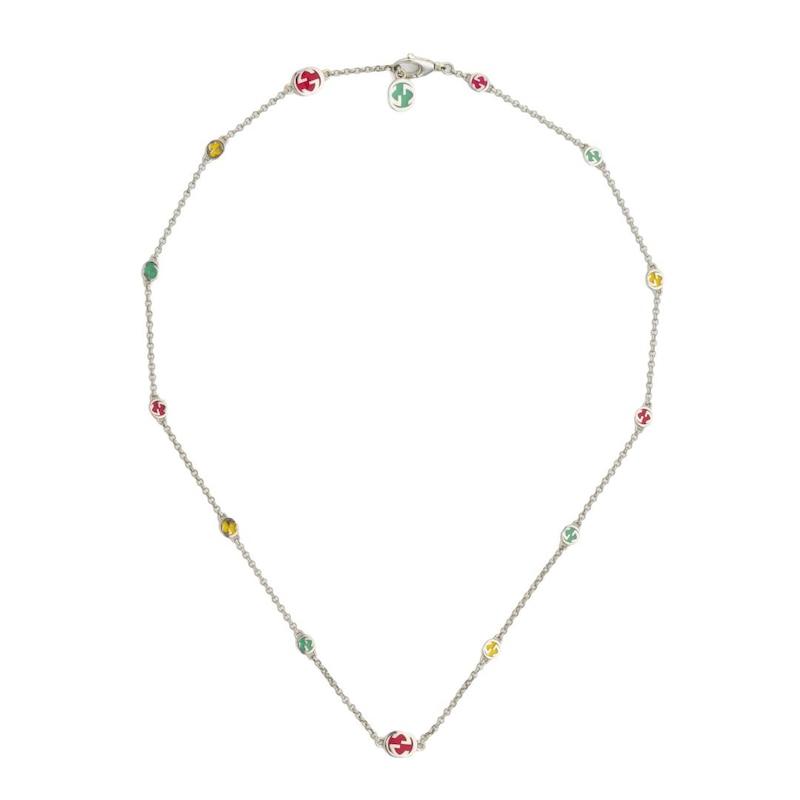 Main Image 1 of Gucci Interlocking Silver Multicoloured Enamel Necklace