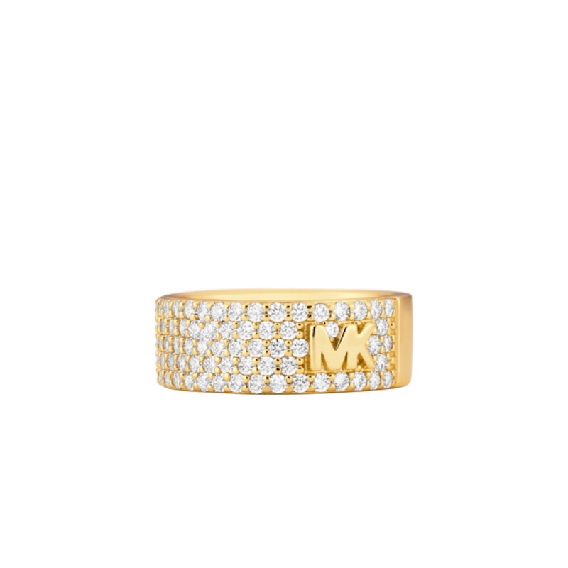 Michael Kors MK Gold Tone Sterling Silver CZ Pavé Ring- Size J