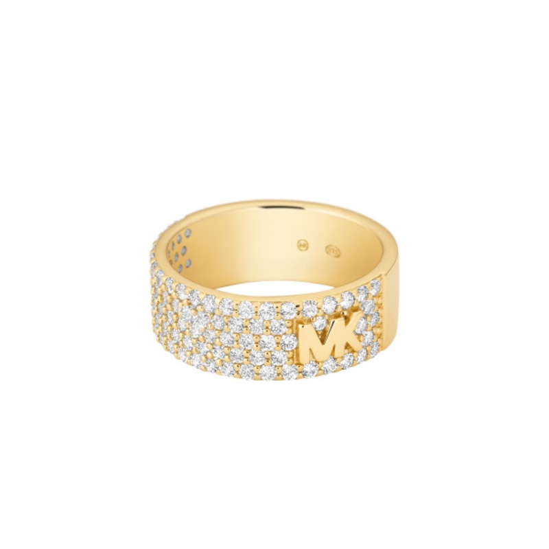 Michael Kors MK Gold Tone Sterling Silver CZ Pavé Ring- Size J