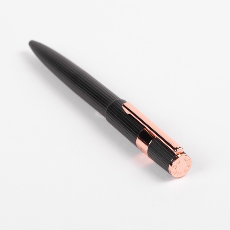BOSS Gear Black & Rose Gold-Tone Ballpoint Pen