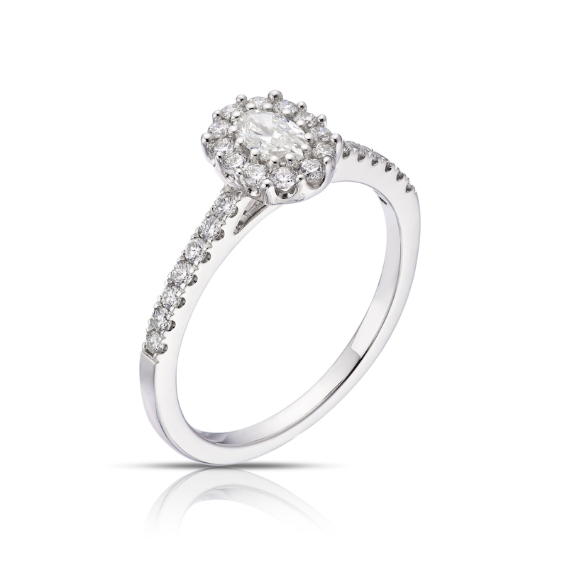 9ct White Gold 0.50ct Total Diamond Oval Halo Ring