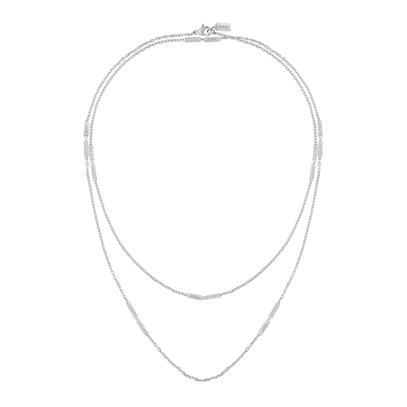 BOSS Laria Stainless Steel Crystal Chain Necklace