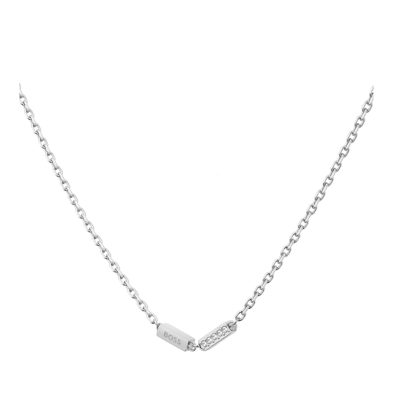 BOSS Laria Stainless Steel Crystal Chain Necklace