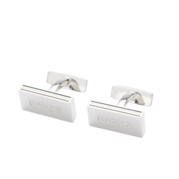 BOSS B-Iconic Men's Rectangular Logo Engraved Cufflinks